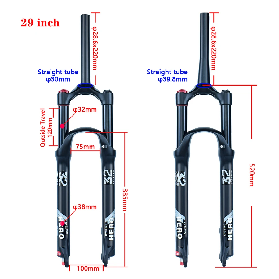 

26/27.5/29 inches Mountain Bike Pneumatic Shoulder Shock Absorbers Front Fork Tube Air Fork Shoulder Control Air Suspension Fork