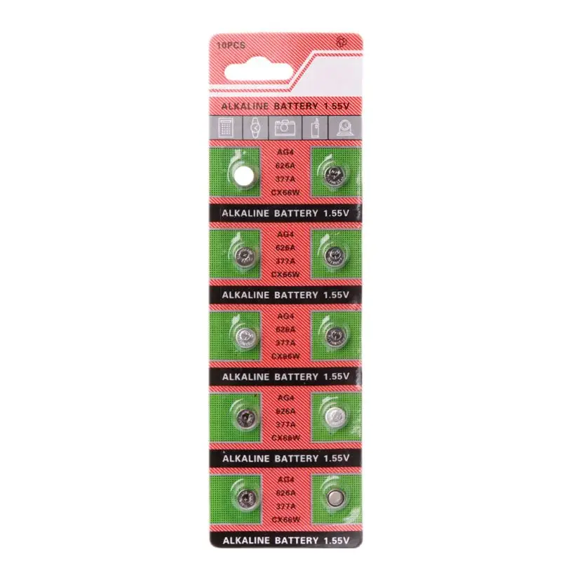 10Pcs Watch Coin Battery 1.5V AG4 377A 377 LR626 SR626SW SR66 LR66 Button Cell Batteries Toys Remote Camera Drop Shipping
10Pcs Watch Coin Battery 1.5V AG4 377A 377 LR626 SR626SW SR66 LR66 Button Cell Batteries Toys Remote Camera Drop Shipping