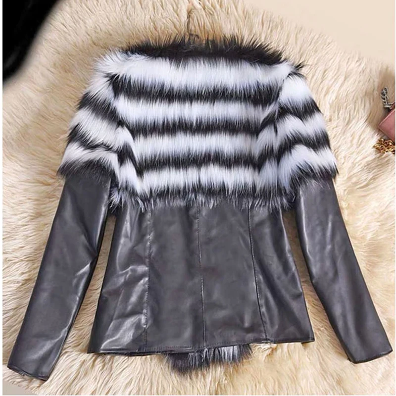 2022 Plus Size Women's New Imitation Raccoon Fur PU Leather Vintage Classic Female Lady Winter Popular Clothes Warm Coat Jacket