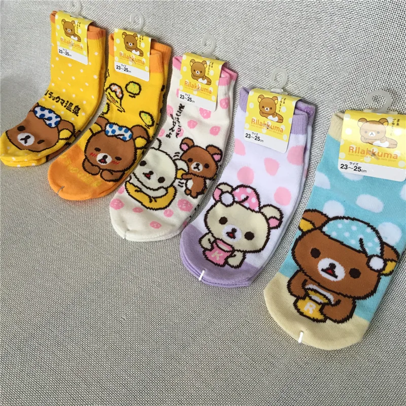 Носки для косплея Rilakkuma в горошек модные милые забавные женские жаккардовые