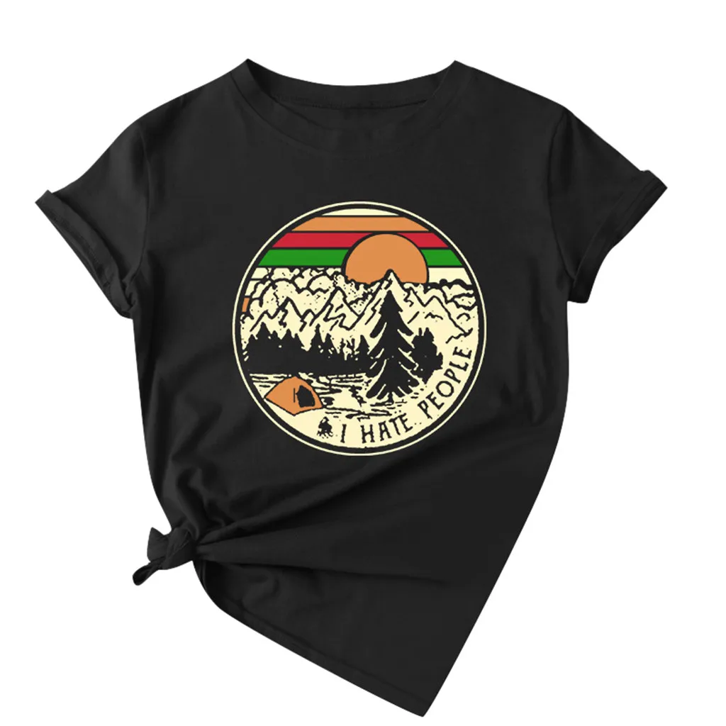 

CHAMSGEND Women's t-shirt Cotton Top women Summer Printing Short Sleeve Shirt Casual Tunic Tops Drop shipping CSV