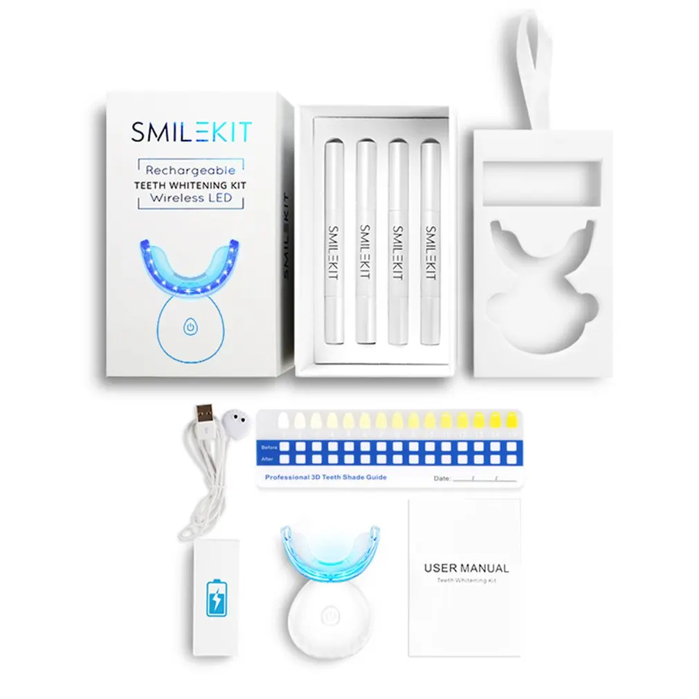 

Portable Dental Bleaching Teeth Kit With Teeth Whitener LED Accelerator Light Peroxide Gel Pen Tooth Whitener