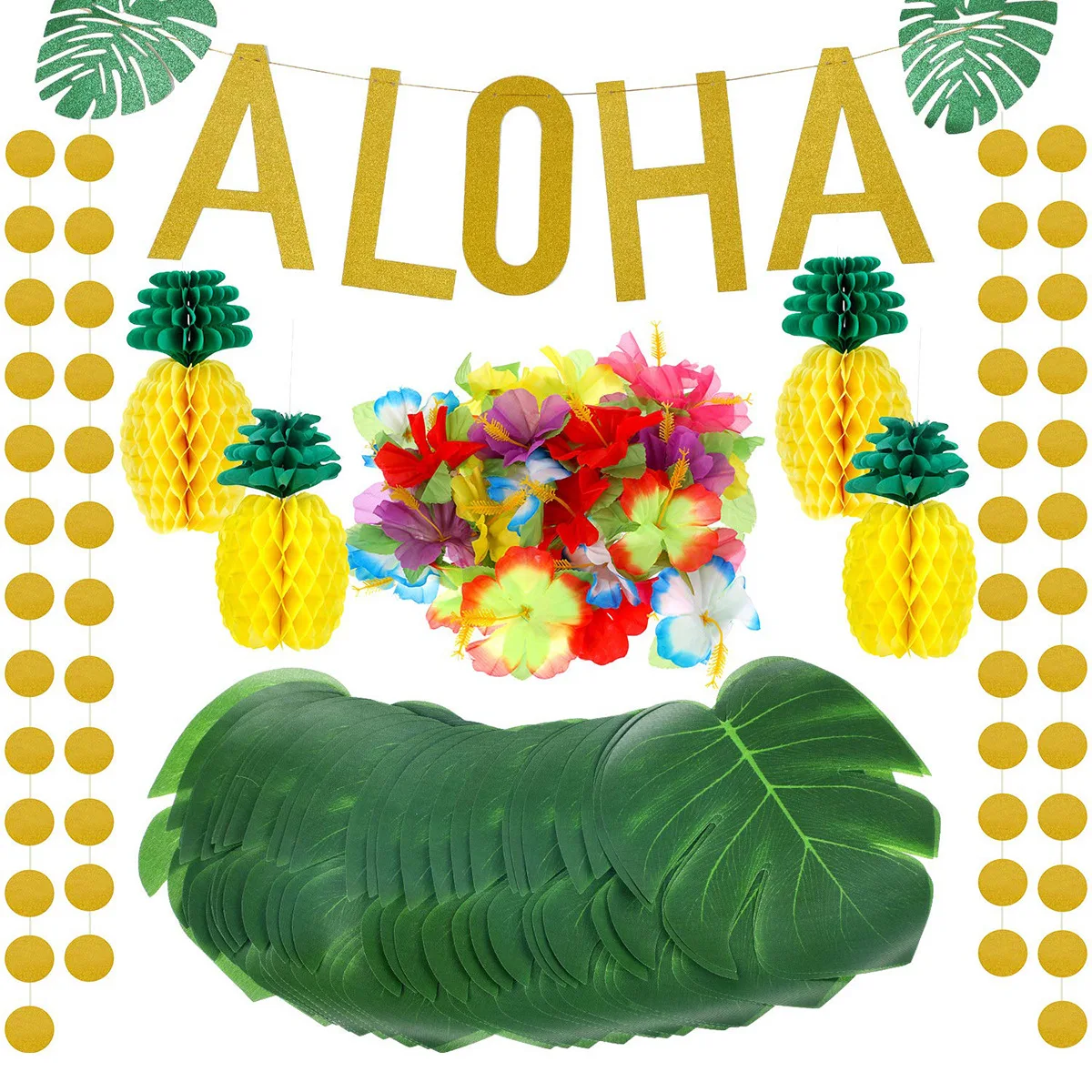 

Artificial Flower Hawaiian Tropical Party Decoration Hibiscus Turtle Leaf Letter Home Garden Wedding DIY Decor Imitation Plants