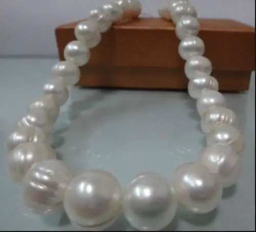 

RARE AAA+ 12-13MM SOUTH SEA GENUINE WHITE BAROQUE PEARL NECKLACE 18"