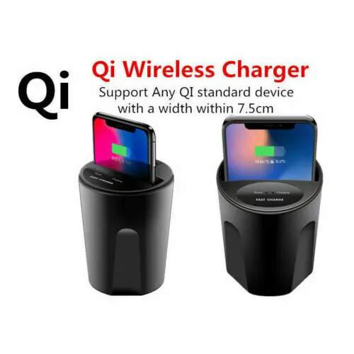 

Fast Charger Station ABS Wireless Cup Phone Mount Charger USB Car Charging QI Wireless Charger for Iphone Samsung GOOGLE
