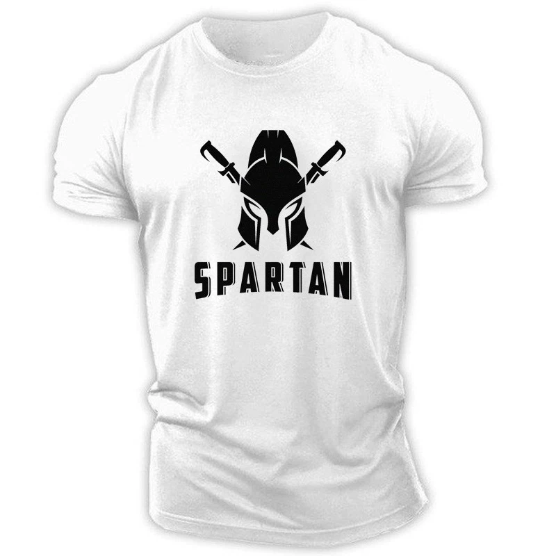 

Men's 3D T-shirt Retro Spartan Short Sleeve T-shirt Casual Harajuku Black and White T-shirt Men's Street Retro Top