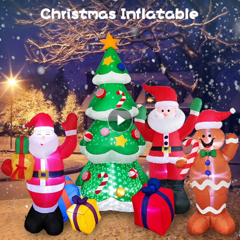 

Рождественские уличные надувные украшения 5 футов, снеговик, ночная светодиодный ная подсветка, уличные игрушки для газона, двора, Рождеств...