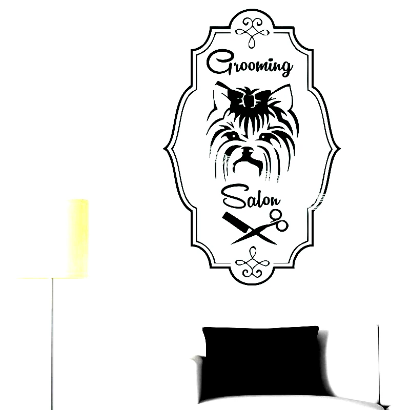 

Haustiere Salon Salon Wand Aufkleber Pet Shop Logo Tapete Trimmen hund haar Welpen Tun modellierung Vinyl Abnehmbare