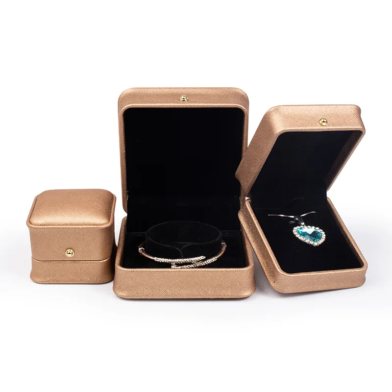 5PCS Pu Leather Flat Wedding Ring Jeweller Packaging Box Women Earring Pendent Bracelet Storage Display Jewellery Holder