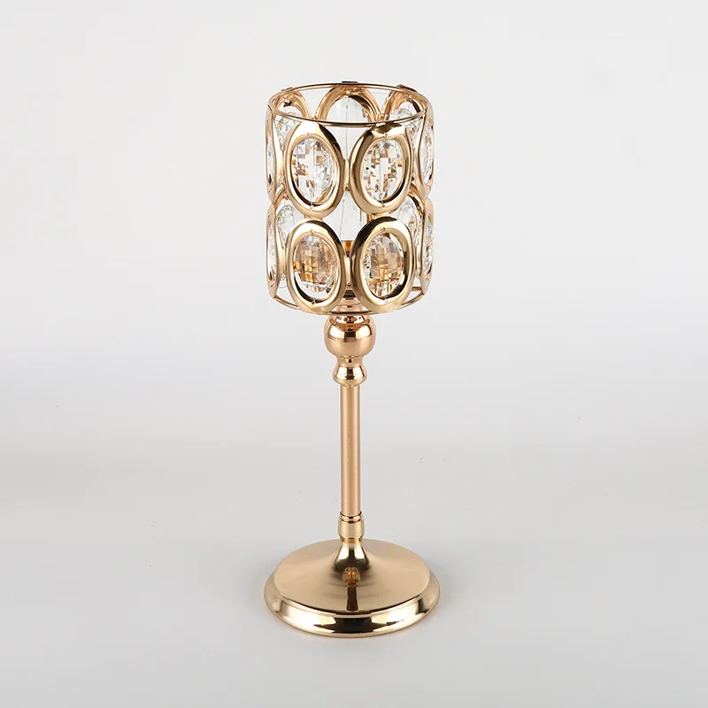 Европейский стиль кованые металлические хрустальные подсвечники Свадебный