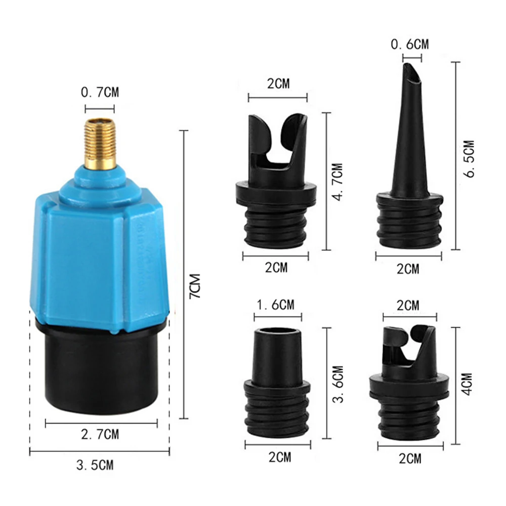 

Surfboard Air Valve Adapter Set with 4 Nozzles for Inflatable Bed Air Mattress Swimming Ring Pool Kayak Boat Outdoor