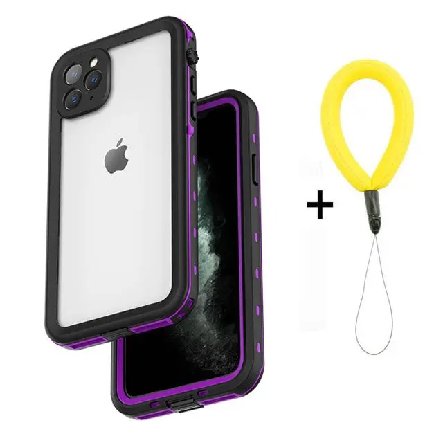 IP68 Водонепроницаемый чехол для iPhone 11 Pro Max на iPhone 11Pro водонепроницаемый чехол для дайвинга 360 Защита iPhone11 - Цвет: Purple with Strap
