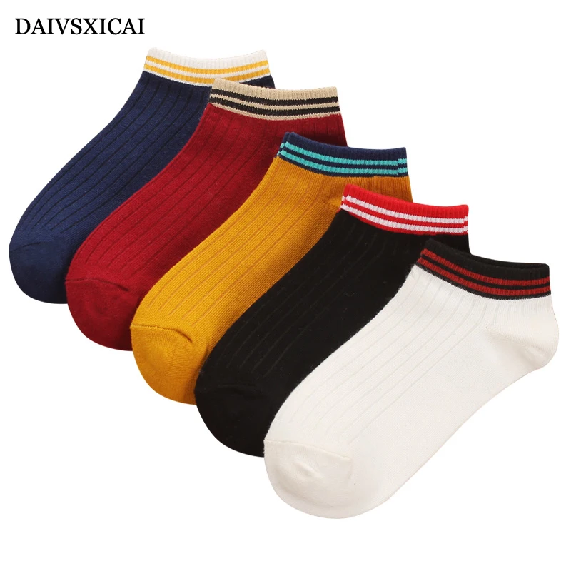 Женские летние носки в стиле колледжа зеленые Вертикальную Полоску 5 ярких