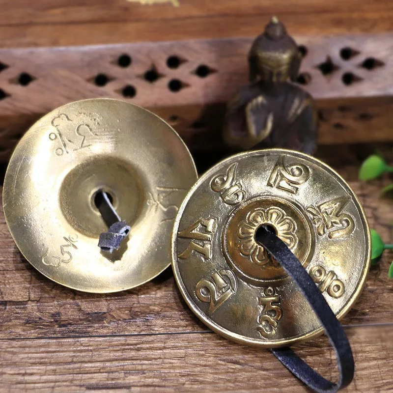 Yoga Cymbal Bell Cymbal Copper Bell,Tibetan Bell Meditation Handcrafted Cymbal Bell Copper Crisp Sound Symbols Buddhist Temple enlarge