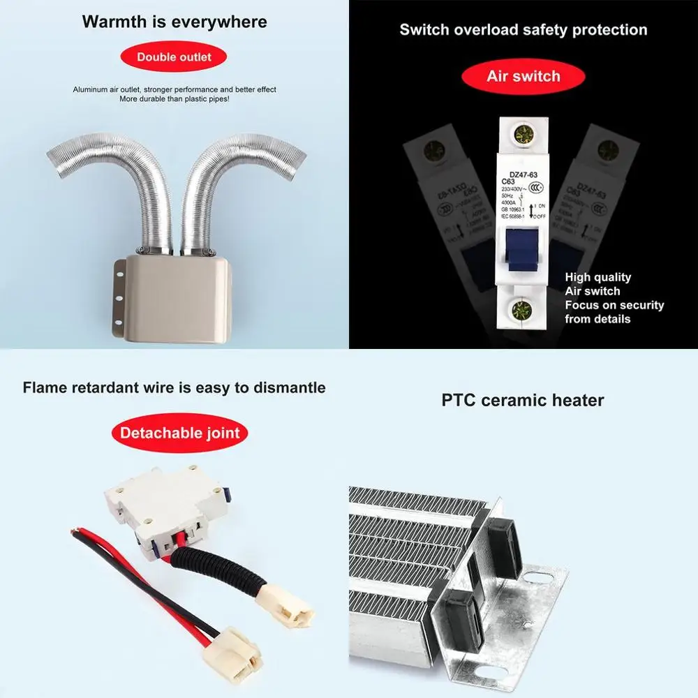 

800W/600W 12V/24V Car Heater Car Glass Defroster Window Heater 2 Air Outlet Winter Warm Dryer Auto Heater Mist Eliminator