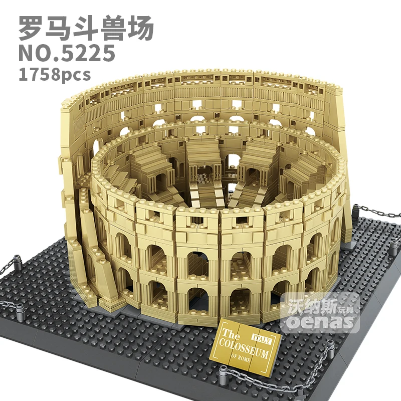 

1758PCS Famous Architecture Roman Colosseumof Educational Building Blocks Bricks Classic Landmark Construction diy Toys For girl