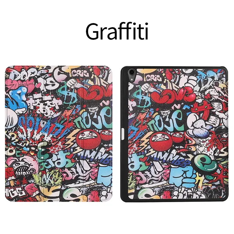 Чехол для iPad Pro 11 с принтом Smart Cover Wiht карандаш держатель Авто спящий Пробуждение поддержка карандаш Charing a8080a2013 A1934 a79 - Цвет: Graffiti