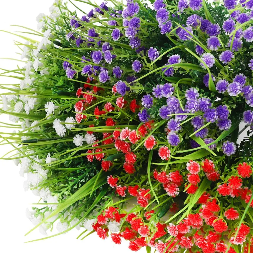 5pcs Artificial Flowers UV Resistant Plastic Flower Plants Faux Fake Flowers for Outside Indoor Vase Pots Hanging Planter Decor