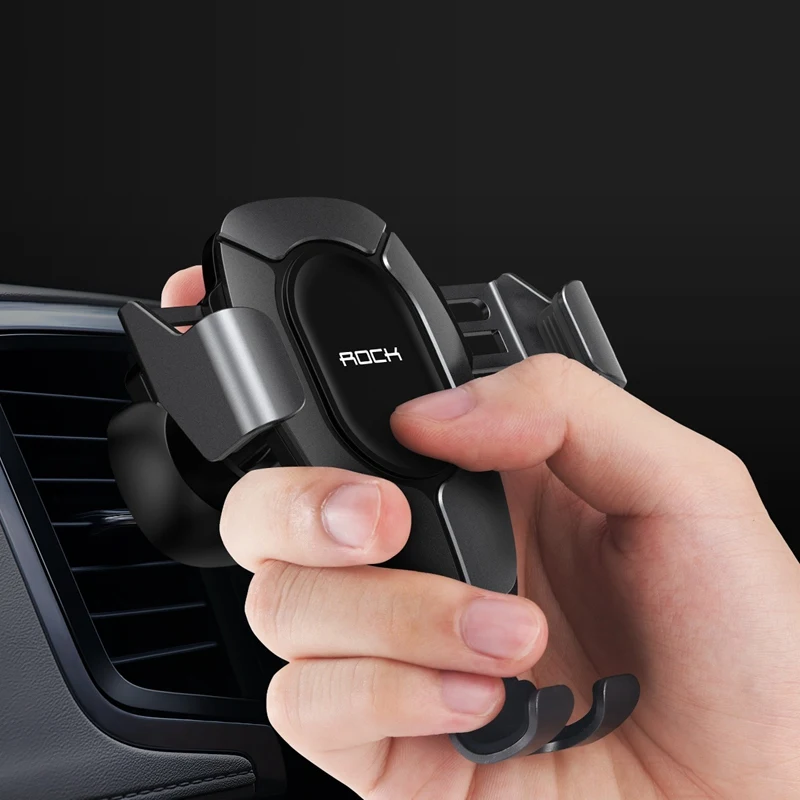 ROCK Gravity Air Vent держатель для iPhone X XS MAX, автомобильный держатель для телефона, автомобильный держатель для мобильного телефона, подставка для samsung - Цвет: Luxury Black