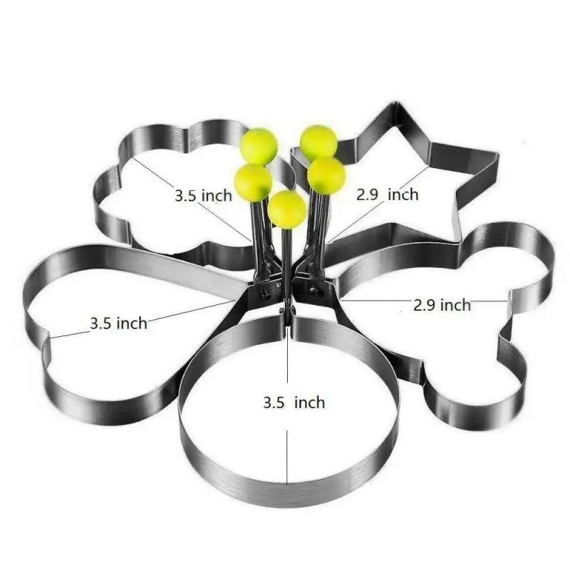 

Breakfast Fried Egg Mould Stainless Steel Forming Machine Pancake Boiled Egg Oval Mould Heart Star Flower Mickey Round Kitchen