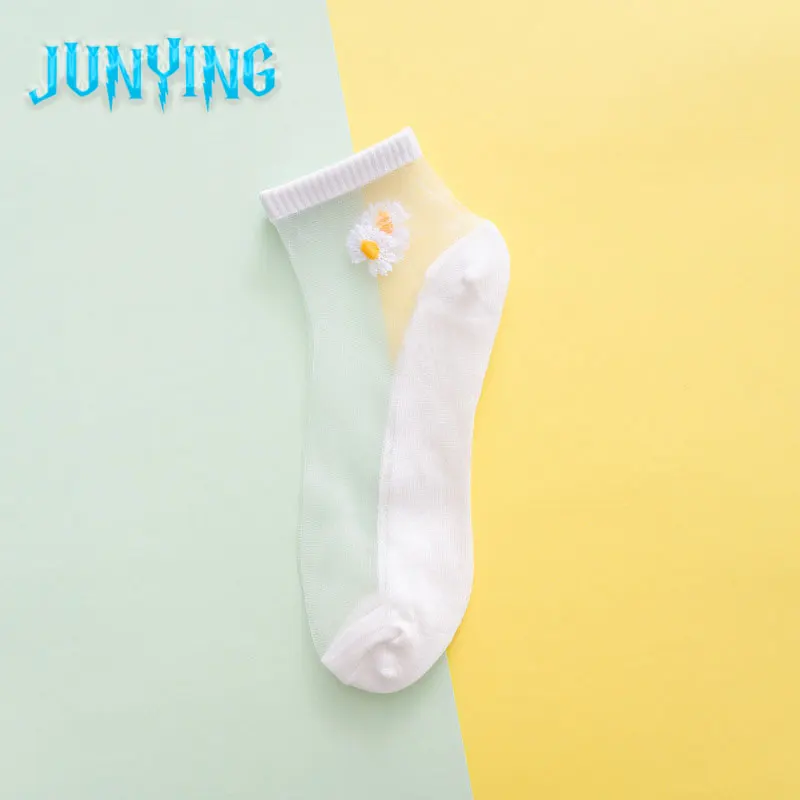 

Summer Crystal Boat Socks Silk Sock Japanese Thin Transparent Ladies Breathable Lovely Invisible Harajuku Jacquard Art Gift