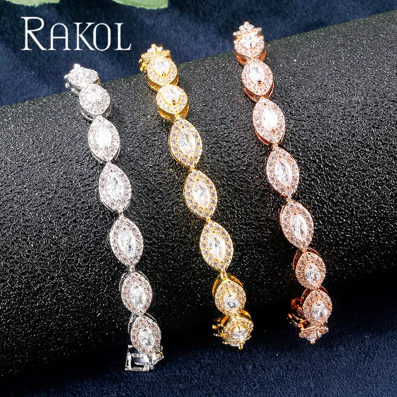 Женские браслеты-шармы с кубическим цирконием RAKOL свадебные ювелирные изделия