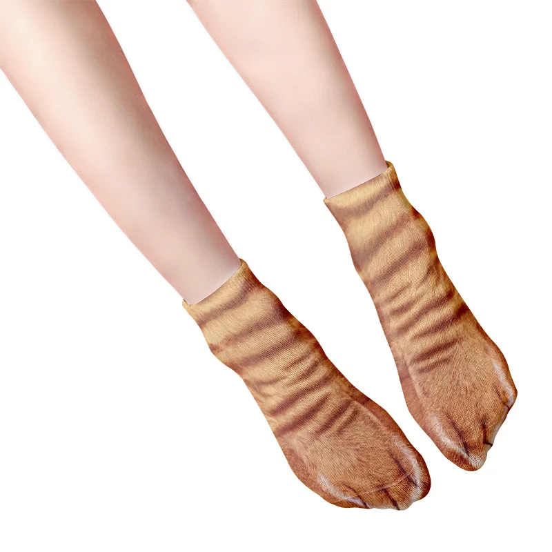 Забавные носки с 3D принтом лапы животных для женщин и мужчин леопардовые