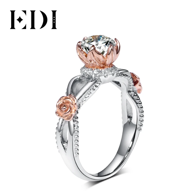EDI романтическая серия натуральный белый топаз роза цветок ореол обручальное