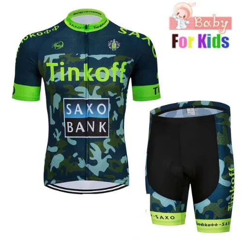 2018 г. Дышащий Детский комплект из Джерси для велоспорта Tinkoff шорты Детская