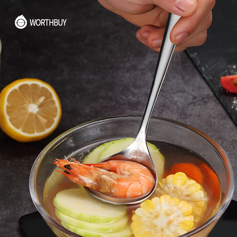 WORTHBUY 304 ложка для супа из нержавеющей стали с длинной ручкой сервировочная