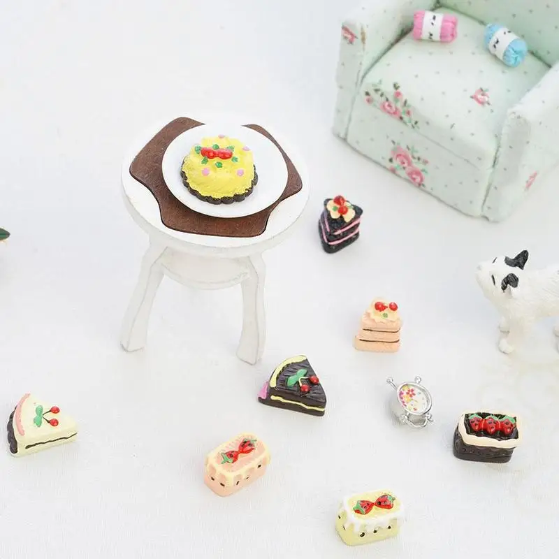

[Mini 8 cakes] Miniature food play diy baking decoration model cake small O4H7
