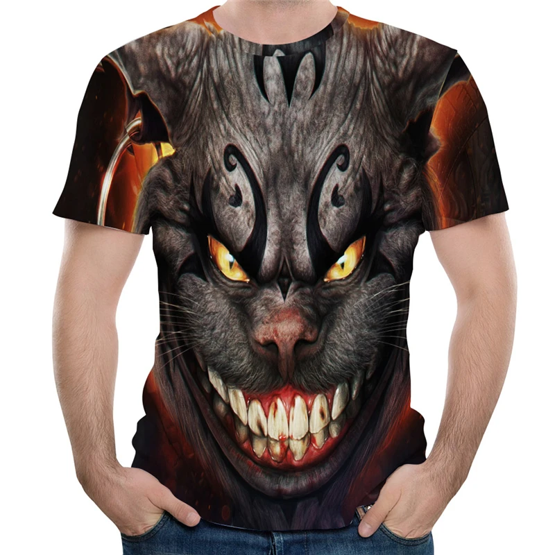 Футболка с 3D фото футболка рисунком крови и зубов в стиле аниме Веселая летняя