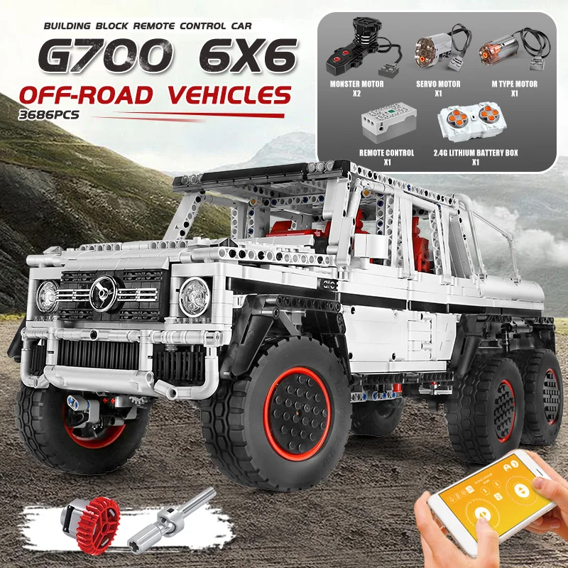 

3686pcs APP RC Cars Motorized G700 SUV Truck Vehicle Assembly Electric Building Blocks Bricks Car Model Toys for Boys Children