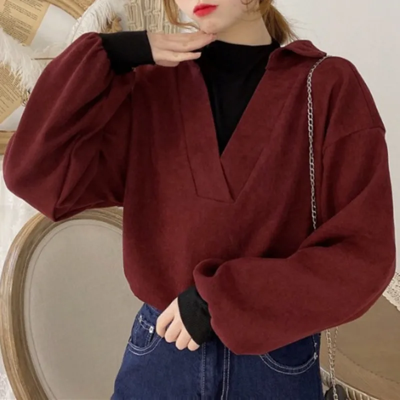 

Fake two white shirts women's design sense of early autumn 2021 new Hong Kong style shirt long sleeve top
