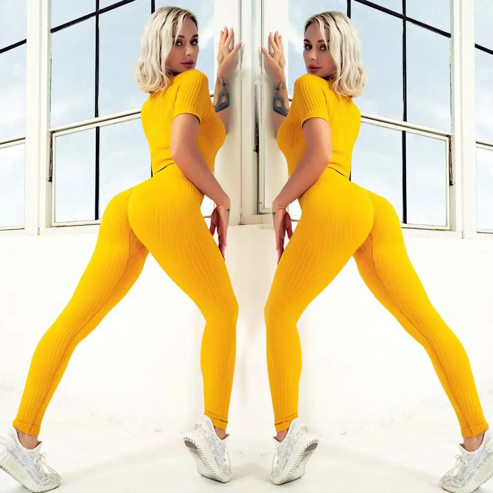 Seamless Yoga Set Women Workout Set Women Sportswear Gym Clothing Female Clothes High Waist Seamless Leggings Sport Bra Crop Top