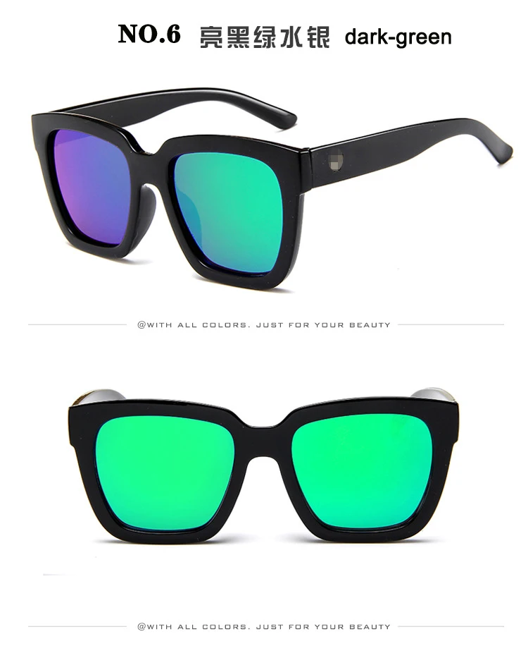 NO.6 Black-green Солнцезащитные очки для женщин, Ретро стиль, негабаритная квадратная оправа, мода, фирменный дизайн, солнцезащитные очки, поляризационные, ray bann, очки, желтые - Цвет линз: NO.6 Black-green