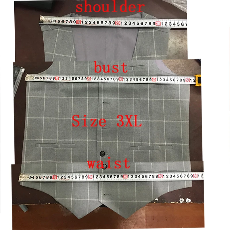 

2019 New Mens Fashion Boutique Plaid Casual Business Suit Vest Groom Wedding Dress Male Slim Suit Vest ( 1 Pces NO Pnats )