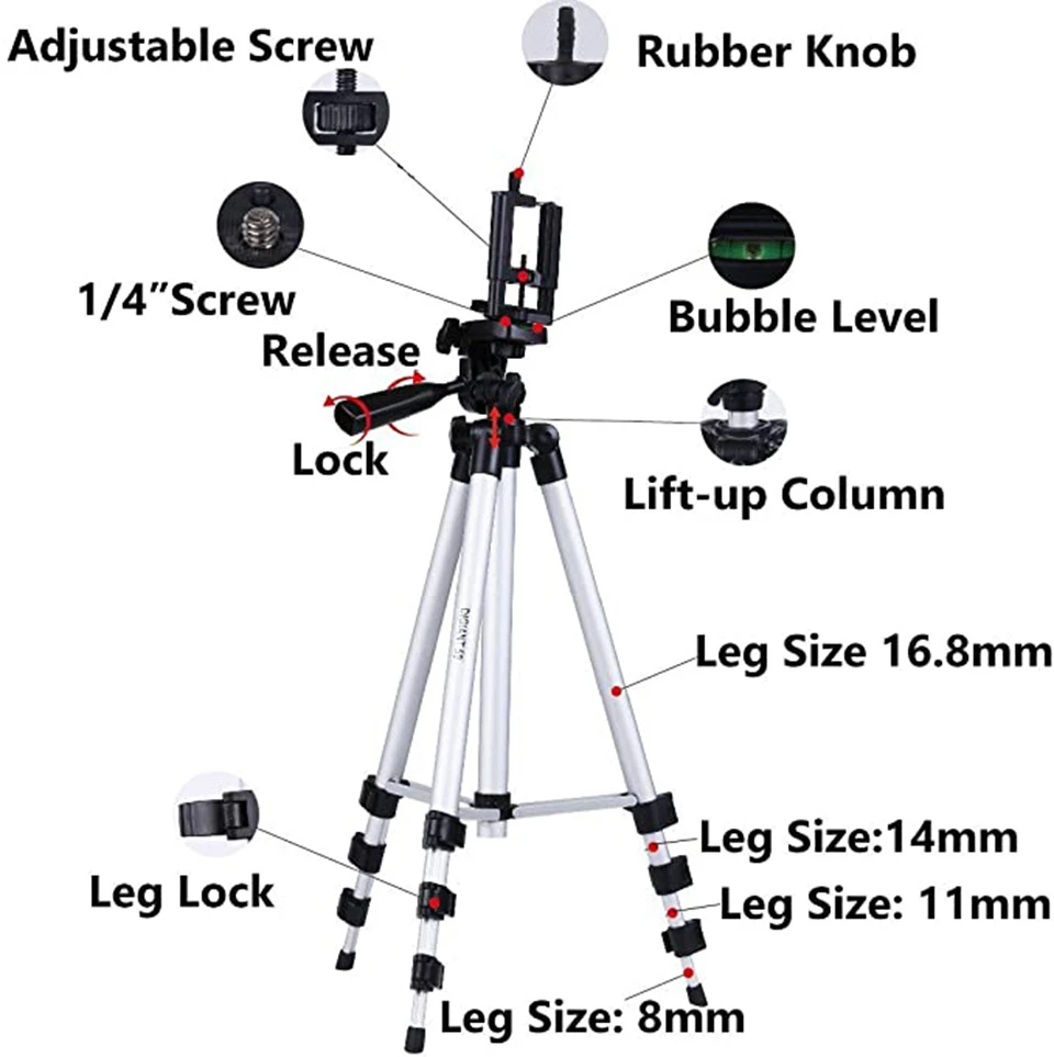 

Light Weight Camera Phone Tripod Portable AdjustableStand Mount Holder Clip Bluetooth-compatible Remote Control for Live Youtube