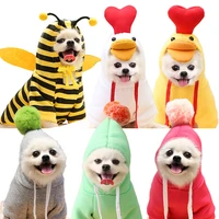 cartoon dog clothes cute bee chicken pet clothing for small dog hoodies pomeranian bichon bulldog clothes puppy sweatshirt