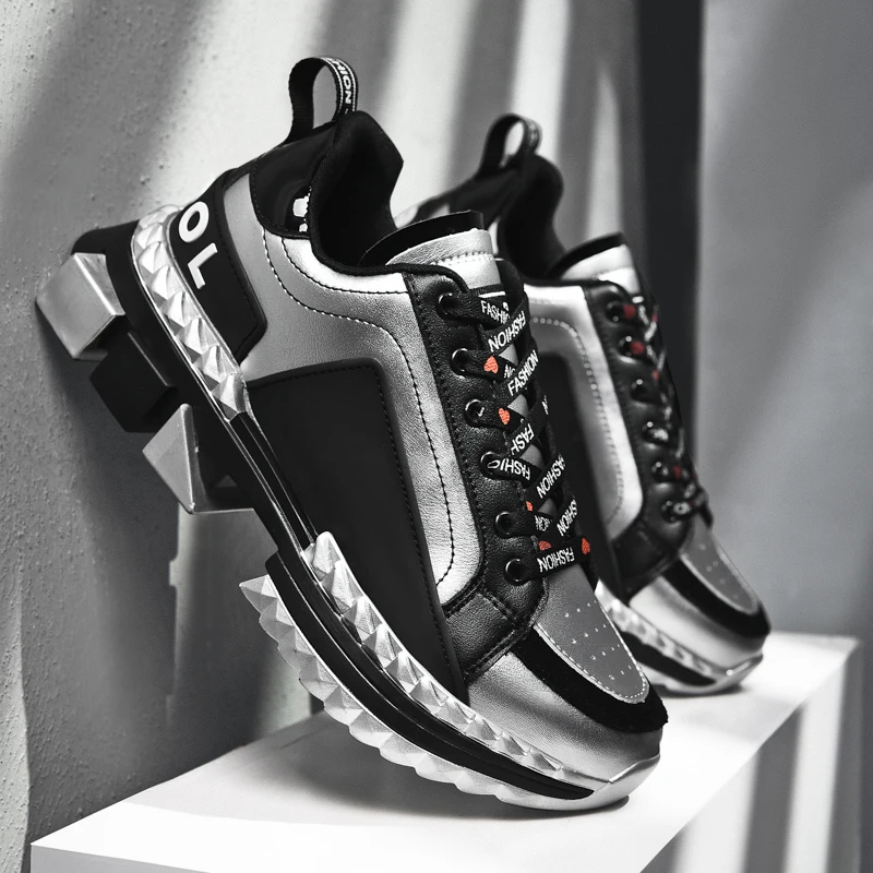 

Stylish Designer Running Shoes Men Breathable Leather Chunky Dad Shoes Retro Men Sports Sneakers Zapatillas Hombre Deportiva