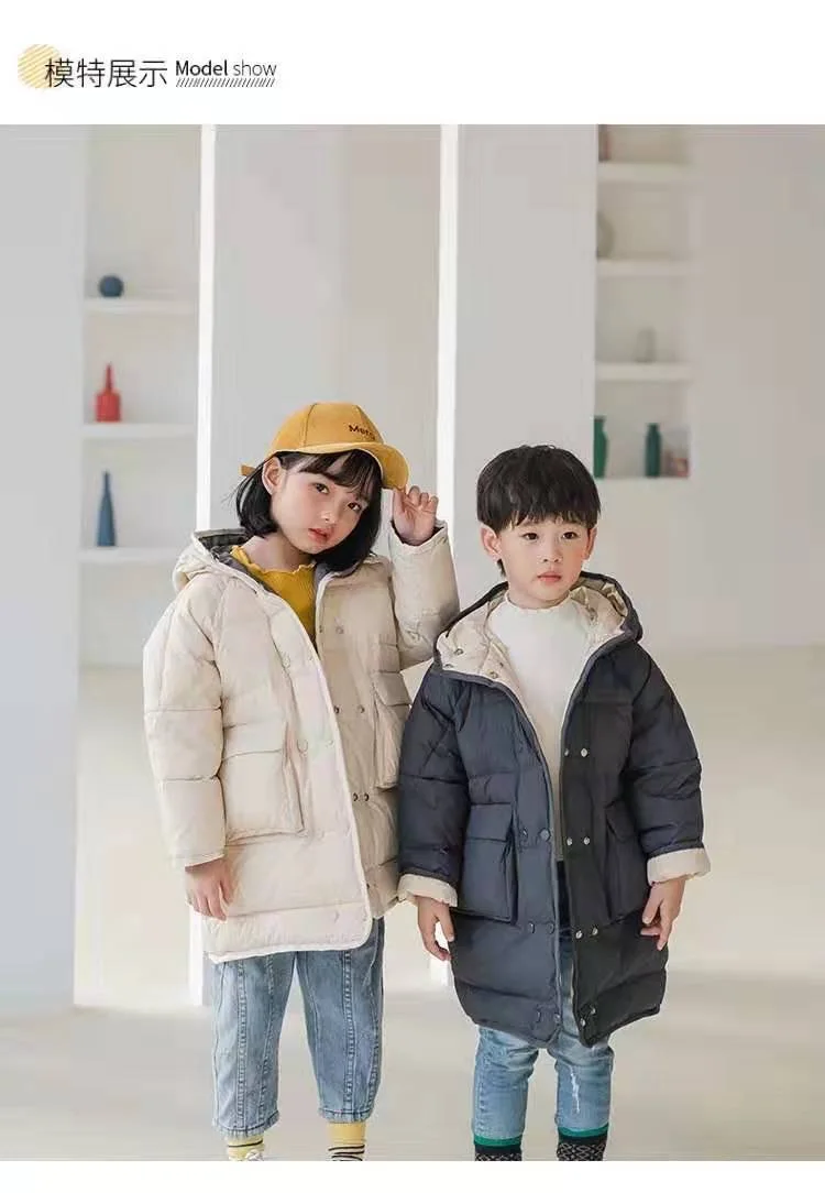 Зимнее пальто для маленьких девочек пуховик с наполнителем из белого утиного