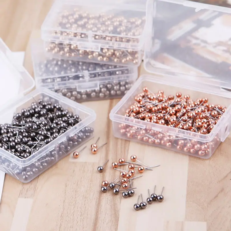 

400pcs Round Plastic Head Steel Point Push Pins Map Thumb Tacks Pin Office School Supplies Q1JC