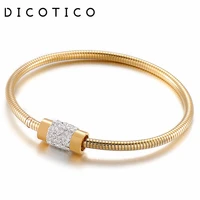 dicotico new rhinestone charm bracelets for women stainless steel wedding women bangles fashion pulseira feminina jewelry gift