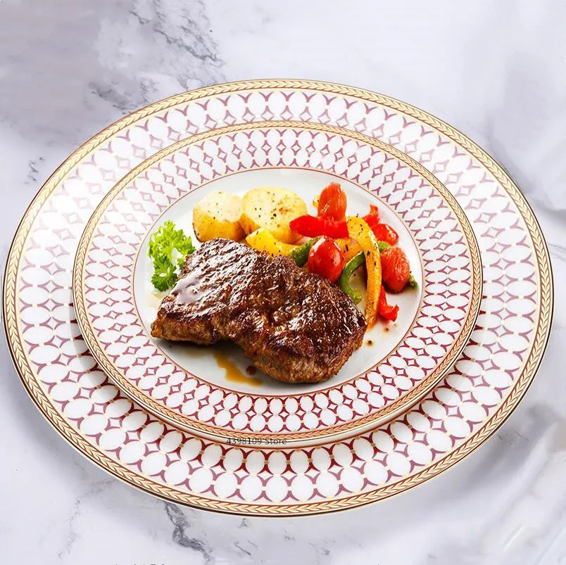Керамическая тарелка для стейка в европейском стиле из костяного фарфора