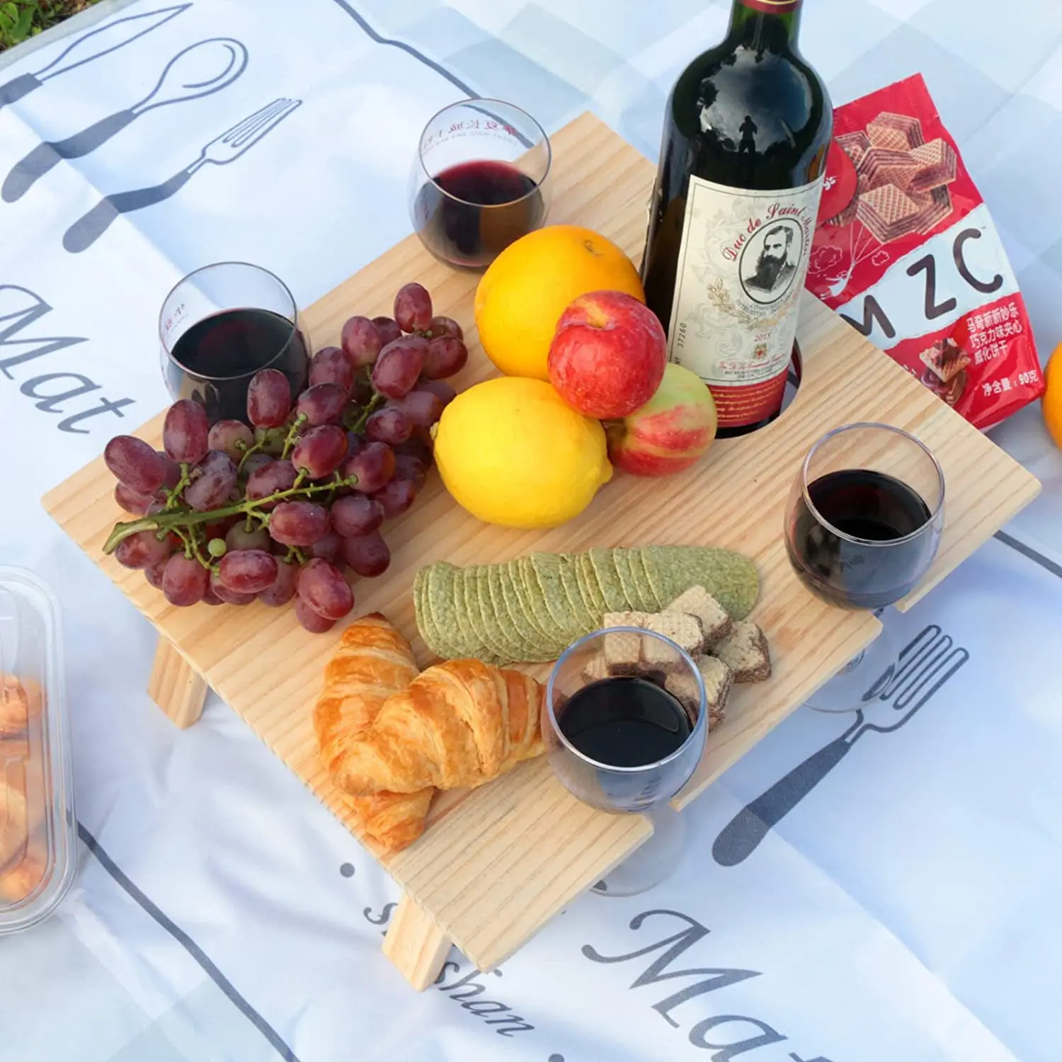 

Portable Table Outdoor Folding Camping Hiking Traveling Picnic Desk Furniture With Glass Rack Wine Rack Foldable Fruit Tables