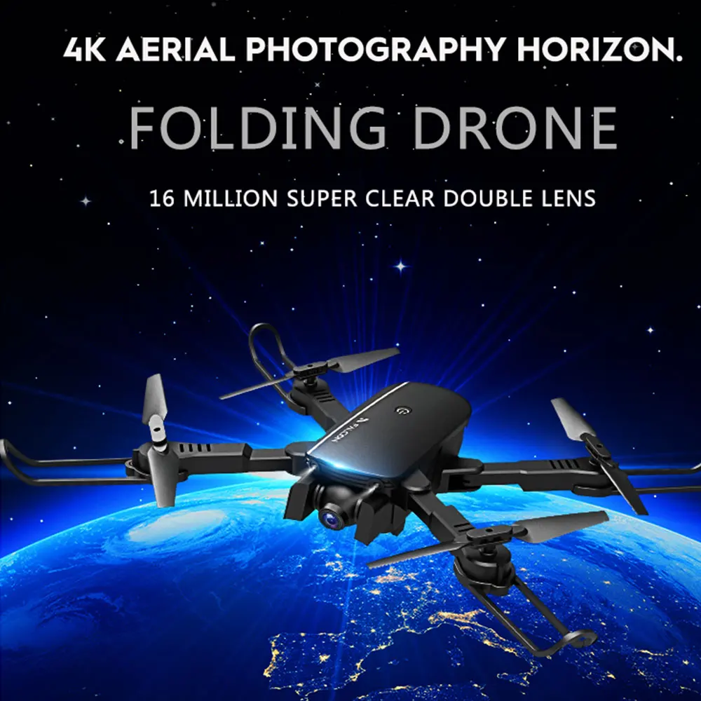 1808 Wifi FPV RC Дрон с 4K HD Двойная камера Вертолет Оптический поток Квадрокоптер Профессиональный селфи Дрон Vs SG106 Visuo XS816