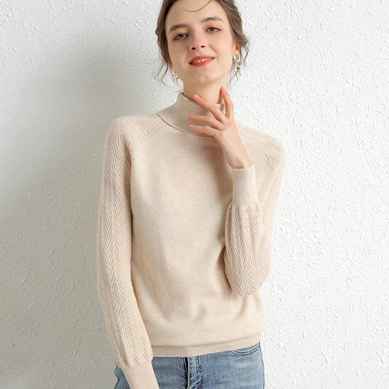 100% Merino Wool Cashmere Sweater Women Turtleneck Women's Knitted Winter For Warm Sweaters Female 2021 | Женская одежда