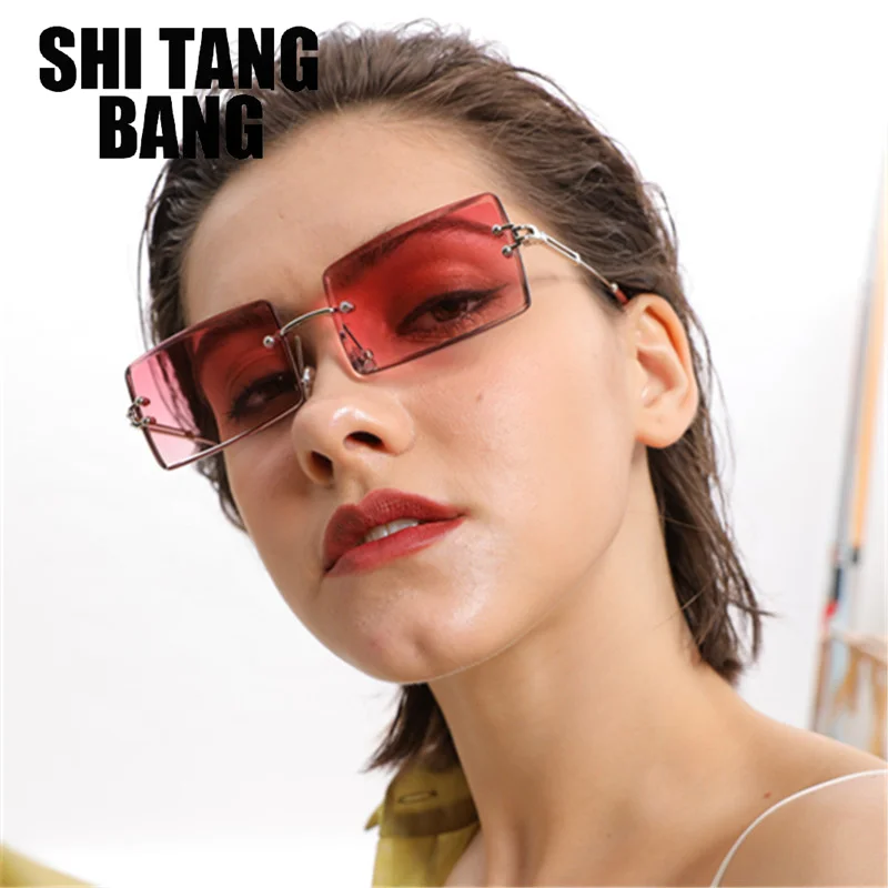 

Солнцезащитные очки градиентные без оправы для мужчин и женщин, небольшие квадратные солнечные аксессуары в европейском и американском ст...