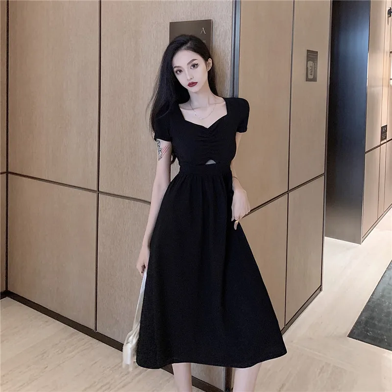 Новинка 2021 летнее модное повседневное соблазнительное черное ажурное платье с