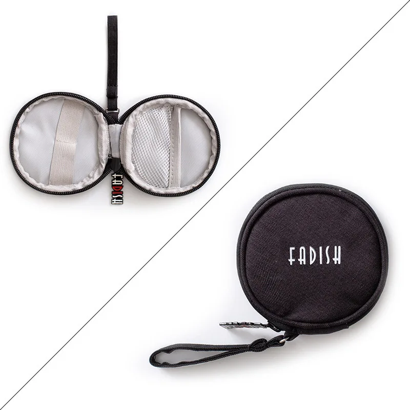 Round black Портативный USB кабель Органайзер сумка для наушников коробка дорожный Кабельный органайзер Чехол Органайзер проводов для наушников сумка для кабеля мини сумки - Цвет: Round black